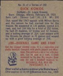 Dick Kokos  baseball card collectible - Main Image 2