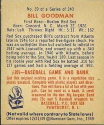 Bill Goodman  baseball card collectible - Main Image 2