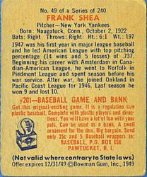 Frank Shea  baseball card collectible - Main Image 2