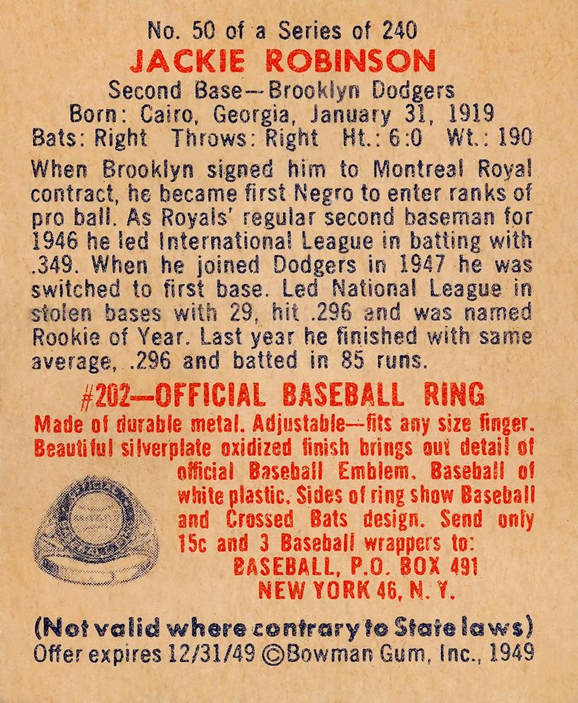 Jackie Robinson  baseball card collectible - Main Image 2