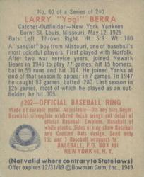 Larry "Yogi” Berra  baseball card collectible - Main Image 2