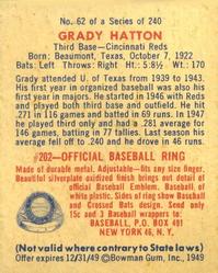 Grady Hatton  baseball card collectible - Main Image 2