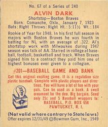 Alvin Dark  baseball card collectible - Main Image 2