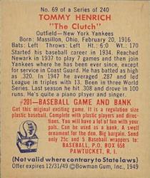 Tommy Henrich  baseball card collectible - Main Image 2