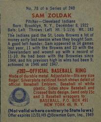 Sam Zoldak  baseball card collectible - Main Image 2