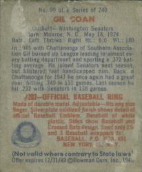 Gil Coan  baseball card collectible - Main Image 2