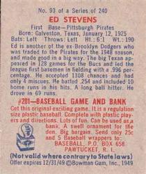 Ed Stevens  baseball card collectible - Main Image 2