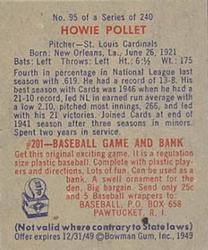 Howie Pollet  baseball card collectible - Main Image 2