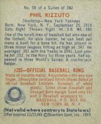 Phil Rizzuto  baseball card collectible - Main Image 2