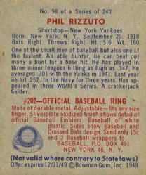 Phil Rizzuto  baseball card collectible - Main Image 2