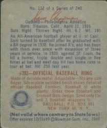 Sam Chapman  baseball card collectible - Main Image 2