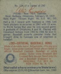 Allie Reynolds  baseball card collectible - Main Image 2