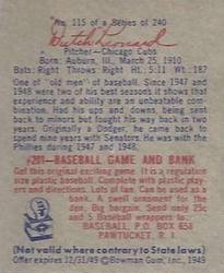 Emil "Dutch” Leonard  baseball card collectible - Main Image 2