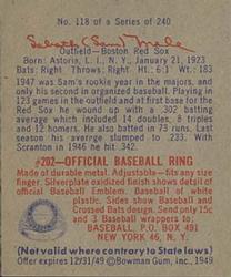 Sam Mele  baseball card collectible - Main Image 2