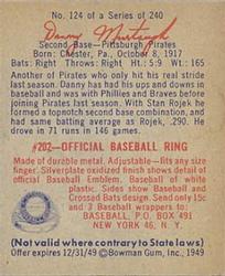 Danny Murtaugh  baseball card collectible - Main Image 2