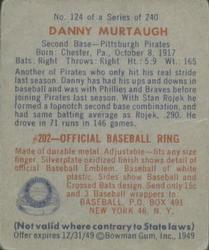 Danny Murtaugh  baseball card collectible - Main Image 2