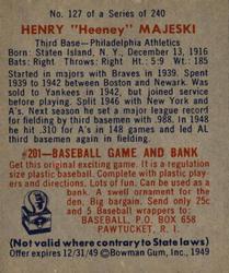Henry "Heeney” Majeski  baseball card collectible - Main Image 2