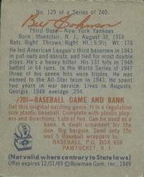 Bill "The Bull” Johnson  baseball card collectible - Main Image 2