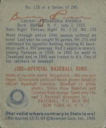 Warren "Buddy” Rosar  baseball card collectible - Main Image 2