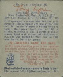 Ulysses "Tony” Lupien  baseball card collectible - Main Image 2