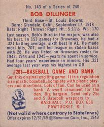 Bob Dillinger  baseball card collectible - Main Image 2