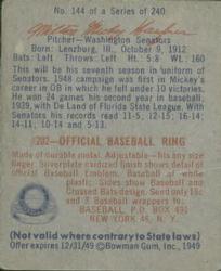 Milton "Mickey” Haefner  baseball card collectible - Main Image 2