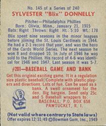 Sylvester "Blix” Donnelly  baseball card collectible - Main Image 2