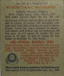 Myron "Mike” McCormick  baseball card collectible - Main Image 2