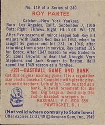 Roy Partee  baseball card collectible - Main Image 2