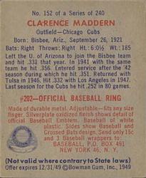 Clarence Maddern  baseball card collectible - Main Image 2