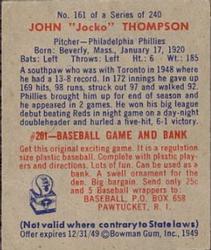 John "Jocko” Thompson  baseball card collectible - Main Image 2