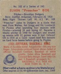 Elwin "Preacher” Roe  baseball card collectible - Main Image 2