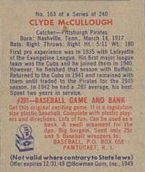 Clyde McCullough  baseball card collectible - Main Image 2