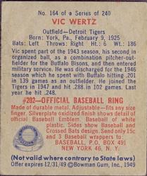 Vic Wertz  baseball card collectible - Main Image 2