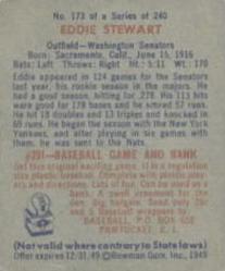 Eddie Stewart  baseball card collectible - Main Image 2
