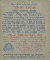Tommy Brown  baseball card collectible - Main Image 2