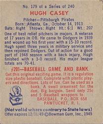 Hugh Casey  baseball card collectible - Main Image 2