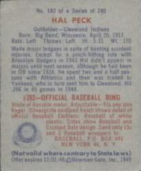 Hal Peck  baseball card collectible - Main Image 2