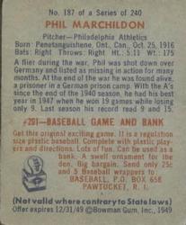 Phil Marchildon  baseball card collectible - Main Image 2