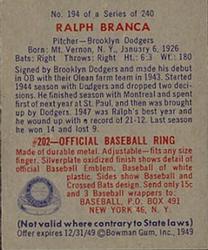 Ralph Branca  baseball card collectible - Main Image 2