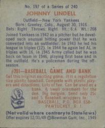 Johnny Lindell  baseball card collectible - Main Image 2