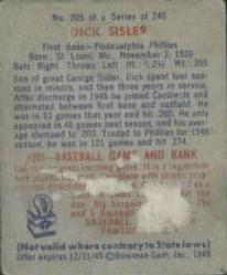 Dick Sisler  baseball card collectible - Main Image 2