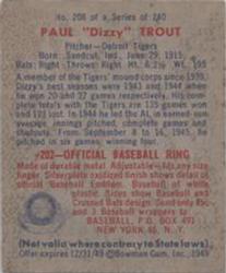 Paul "Dizzy” Trout  baseball card collectible - Main Image 2