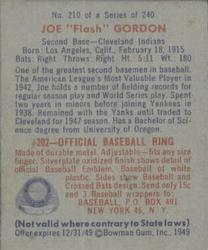 Joe "Flash” Gordon  baseball card collectible - Main Image 2