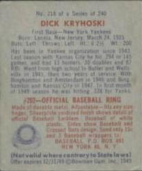 Dick Kryhoski  baseball card collectible - Main Image 2