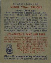 Virgil "Fire” Trucks  baseball card collectible - Main Image 2