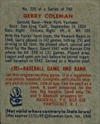 Jerry Coleman  baseball card collectible - Main Image 2
