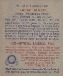 Jackie Mayo  baseball card collectible - Main Image 2