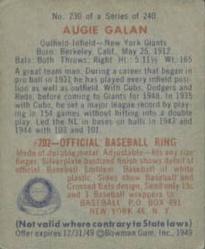 Augie Galan  baseball card collectible - Main Image 2
