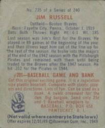 Jim Russell  baseball card collectible - Main Image 2